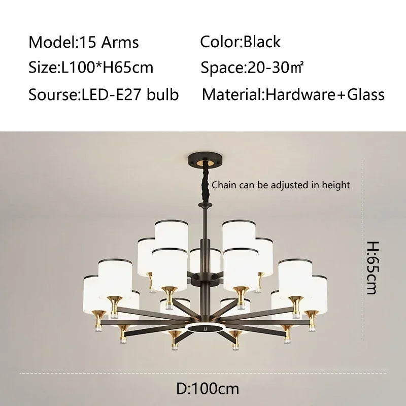 suspension moderne en verre doré et noir pour intérieur élégant - vue 14 sur 17