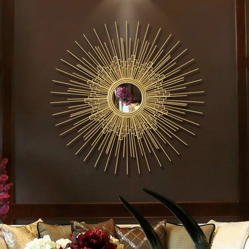 décoration murale en fer forgé avec miroir fleur décoratif