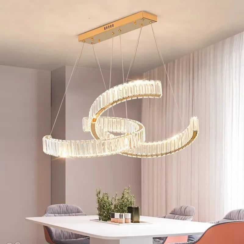 lustre en acier inoxydable cristal postmoderne - vue 3 sur 12