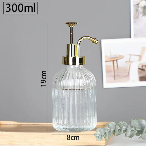 distributeur de savon en verre transparent rechargeable pour gel douche