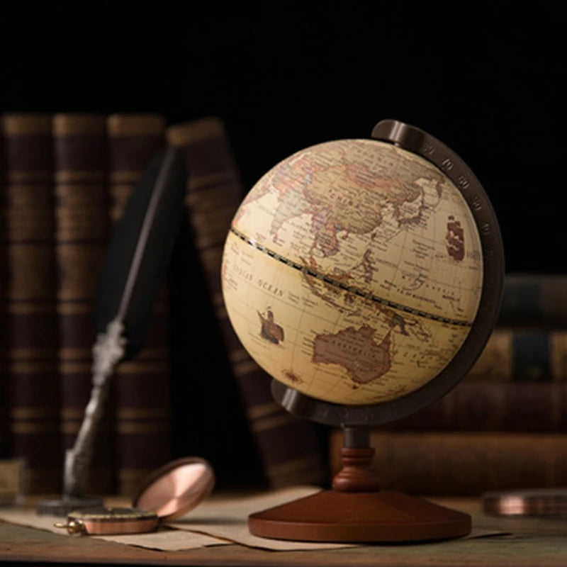 globe terrestre en bois pour décoration et fournitures scolaires - vue 2 sur 7