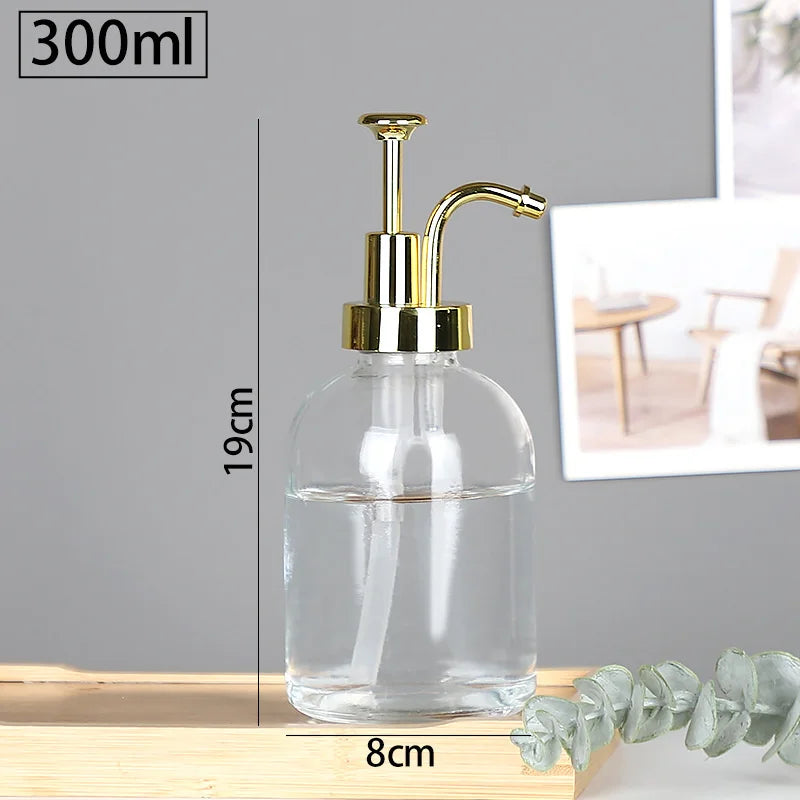 distributeur de savon en verre transparent rechargeable pour gel douche - vue 15 sur 17