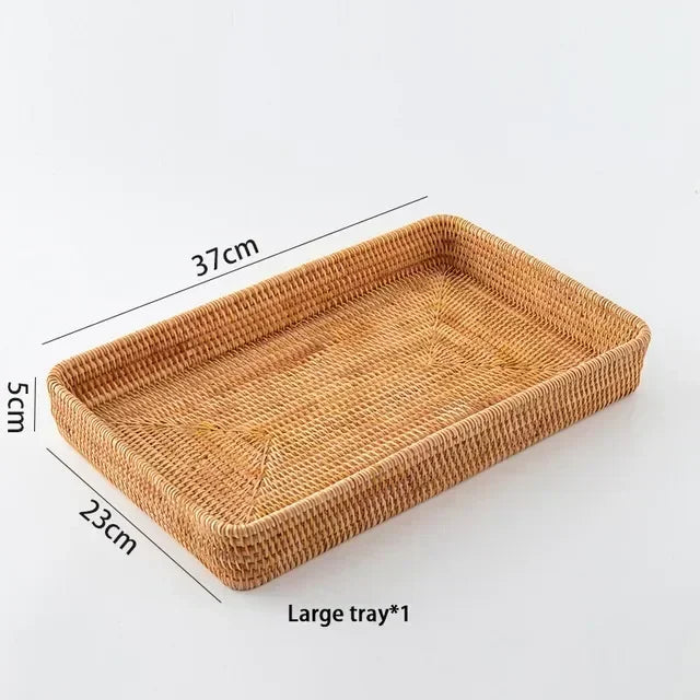 panier de rangement tissé à la main en rotin pour cuisine et pique-nique - vue 8 sur 22