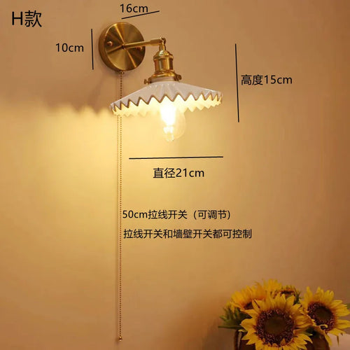 LED-Wandleuchte im antiken Stil mit Zugschalter - vue 10 sur 10