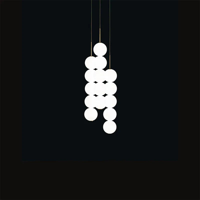 suspension design art deco en verre doré et noir - vue 3 sur 13