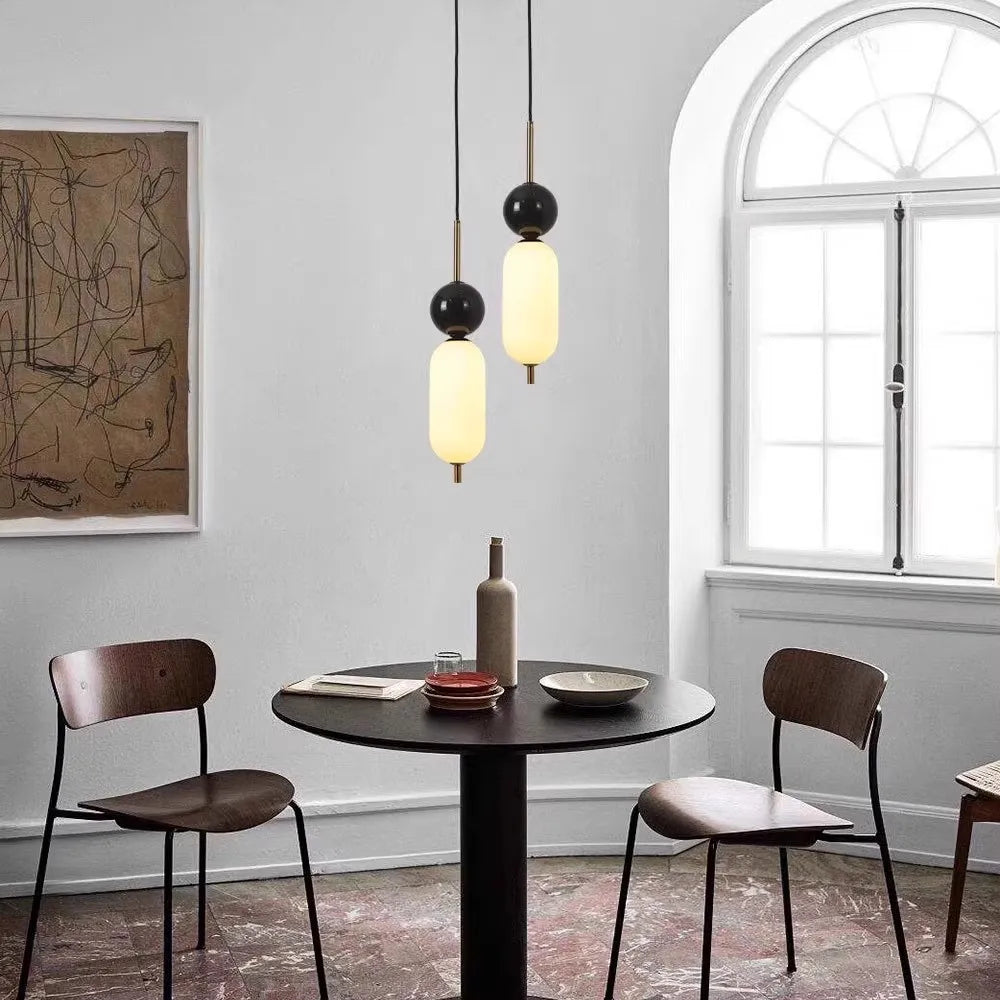 lustre led en boule de marbre naturel avec fil réglable - vue 5 sur 7