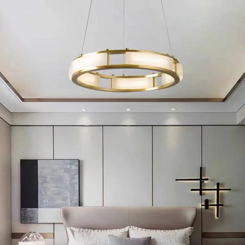 Runder LED-Marmor-Kronleuchter postmodern dimmbar - vue 5 sur 10