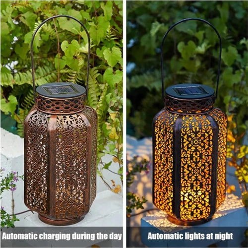 Solarlaterne LED mit Retro-Muster für Außen Garten Patio - vue 4 sur 7