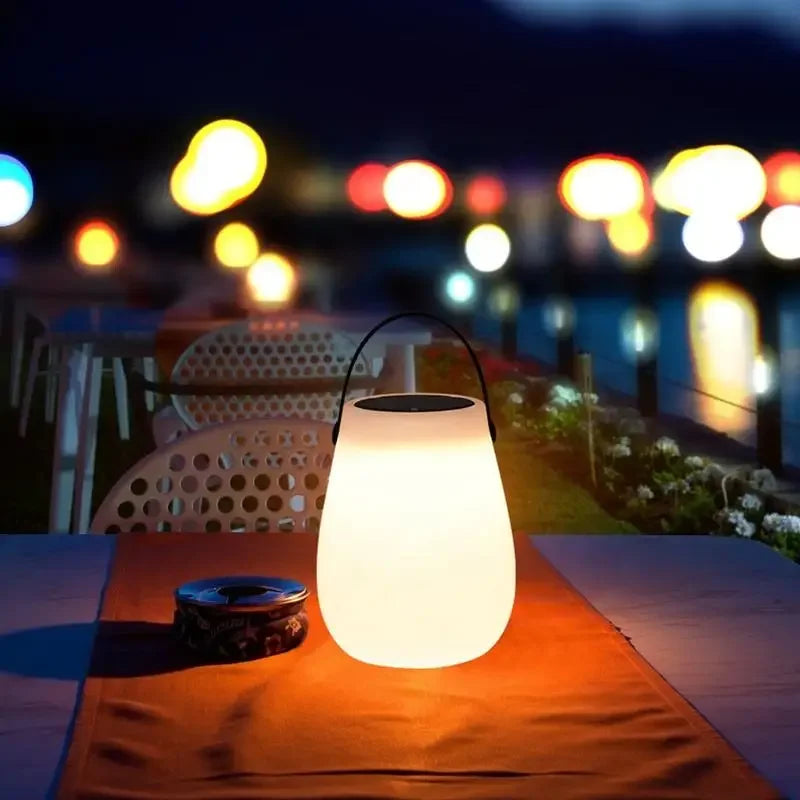 lanterne solaire rechargeable sans fil avec poignée en silicone