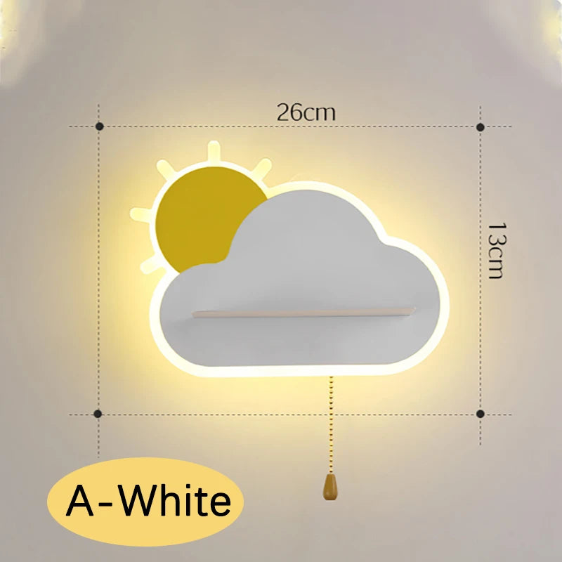 Dekorative LED-Wandleuchte für das Babyzimmer mit Wolken- und Sonnendesign