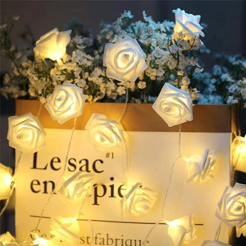 guirlande lumineuse roses en mousse pour mariage et saint valentin - vue 7 sur 11