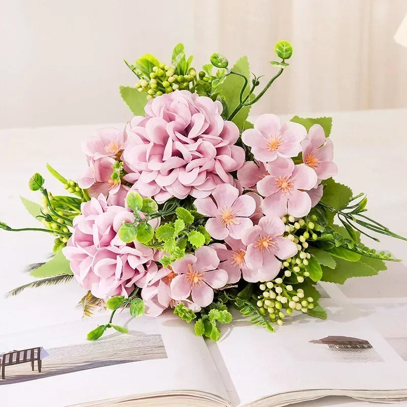 bouquet de chrysanthèmes en soie pour décoration de jardin - vue 5 sur 13