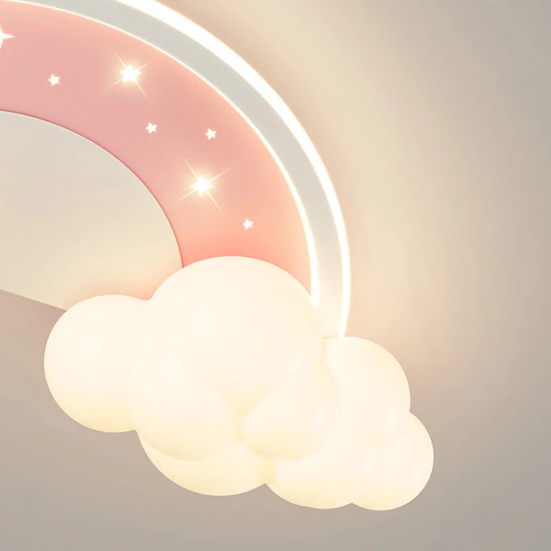 Moderner und gemütlicher Deckenleuchte für das Kinderzimmer mit Wolken- und Regenbogendekor - vue 6 sur 11