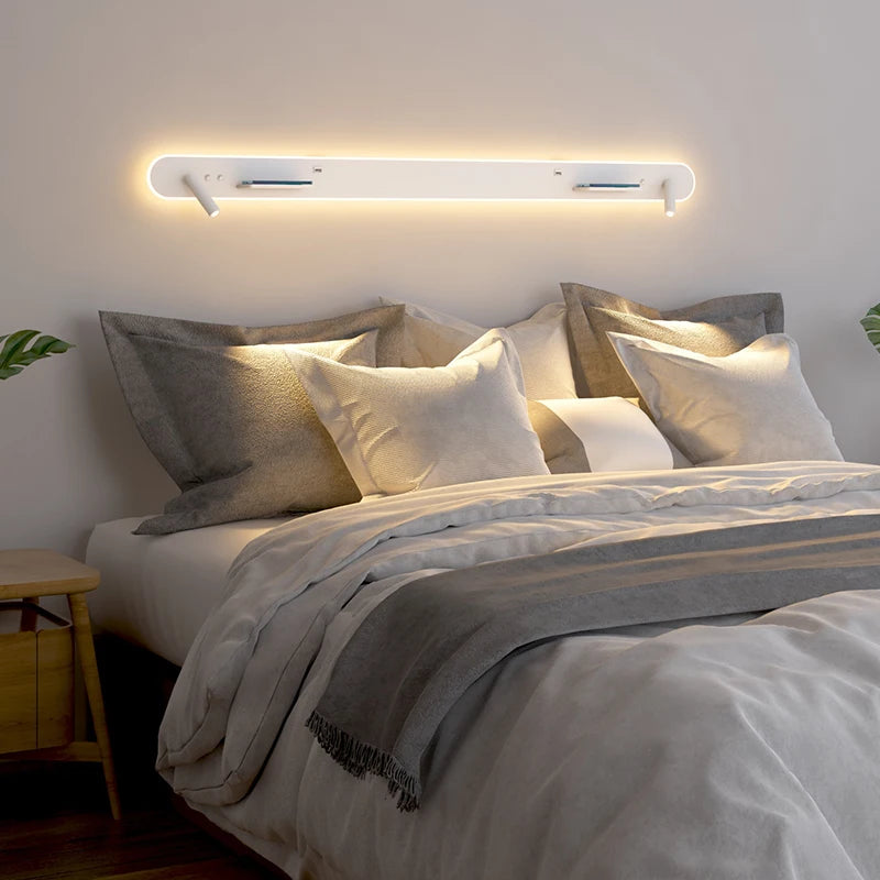 applique murale led de chevet multifonction avec port usb et chargeur sans fil - vue 7 sur 12