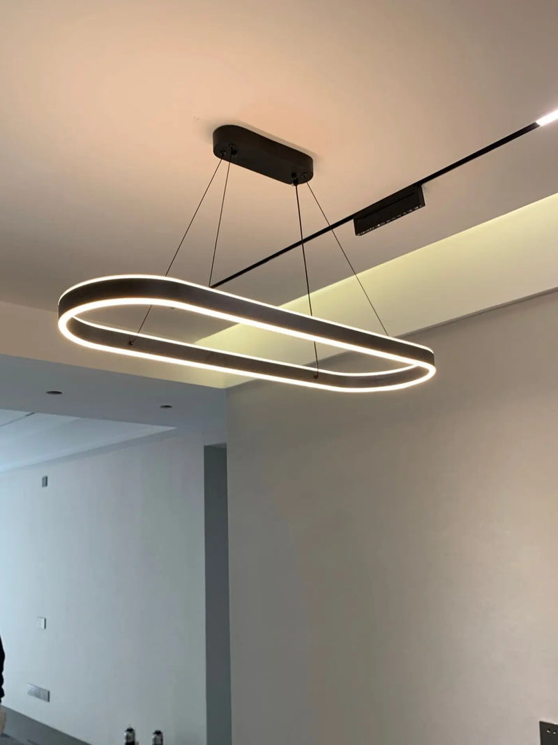 lustre Simple blanc Long moderne LED salon salle à manger chambre Hall décor appareil ménager éclairage intérieur