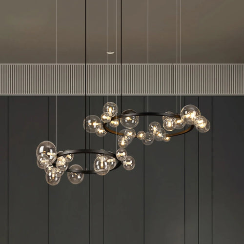 Höhenverstellbare LED-Pendelleuchte Kugel mit Blaseneffekt - vue 3 sur 13