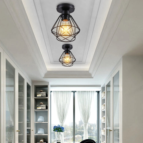 suspension industriel vintage abat-jour rétro loft lampe led maison