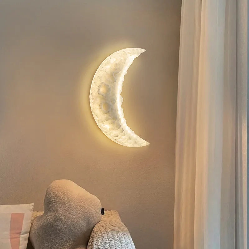 Luxury Moon Wall Lamp for Bedroom Living room Indoor Decor Creative Resin Engraving Moon Light Hallway Stair Aisle Entrance - vue 6 sur 8