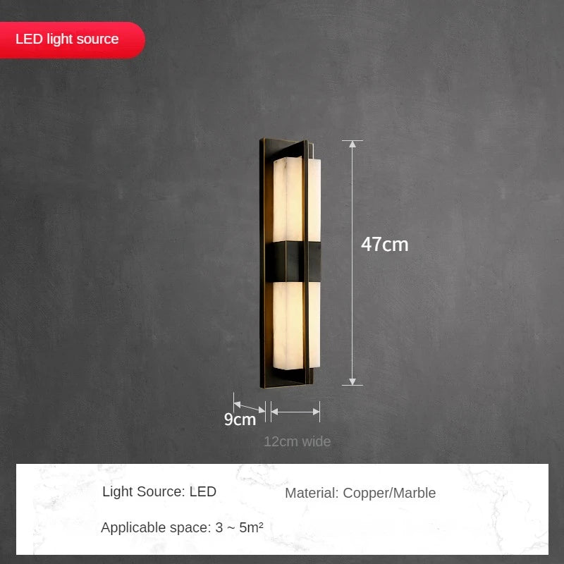 LED-Wandleuchte aus Kupfer mit spanischem Marmorstreifen