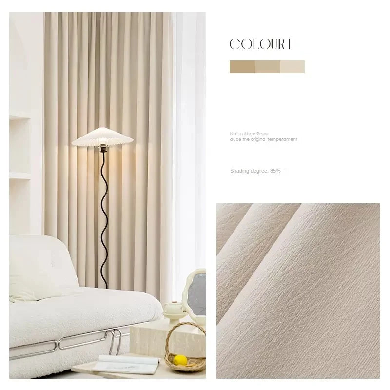 Rideau occultant style minimaliste plissé pour salon chambre