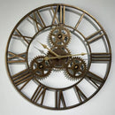 horloge murale rétro en métal avec grand engrenage décoratif