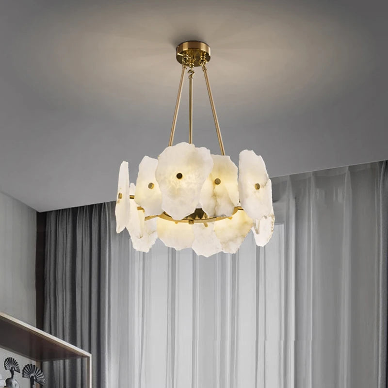 lustre de luxe en marbre naturel led pour restaurant et bar - vue 3 sur 6