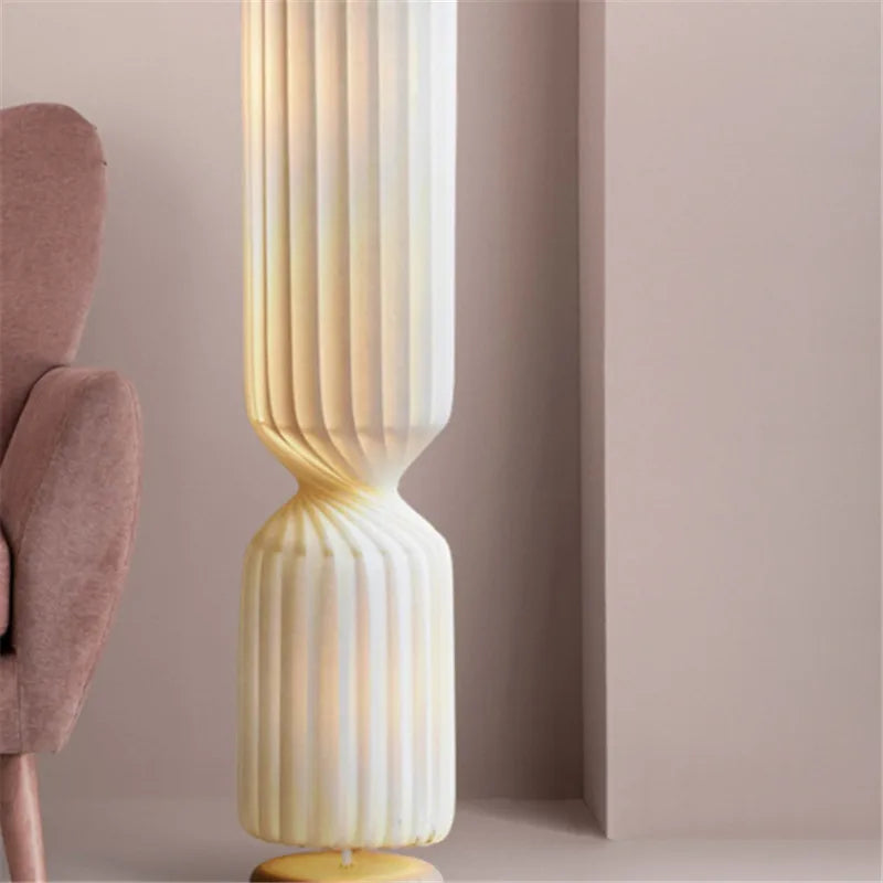 Lampadaire plissé nordique wabi sabi lampe en tissu blanc pour salon chambre Loft décor LED coin longue bande lumière sur pied - vue 7 sur 13