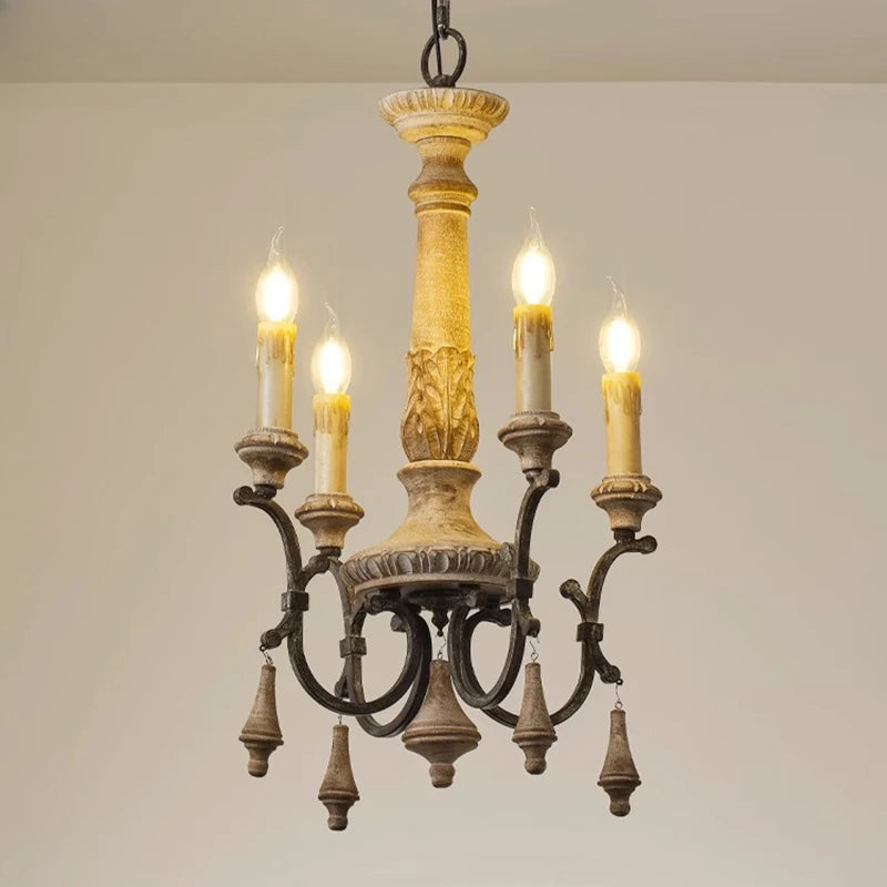 lustre rétro en bois pour décoration intérieure élégante et raffinée - vue 6 sur 8