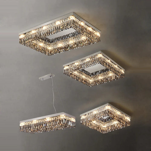 LED-Deckenleuchte quadratisch rechteckig Kristall gold dimmbar - vue 2 sur 18