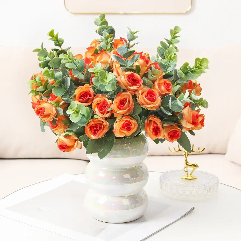 bouquet de roses artificielles eucalyptus décorations florales polyvalentes - vue 5 sur 12