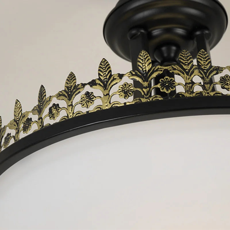 lustre led style campagnard américain en fer forgé et verre - vue 6 sur 6