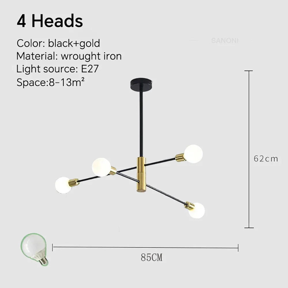 Kreative nordische Pendelleuchte mit drehbaren Lampen für die Inneneinrichtung