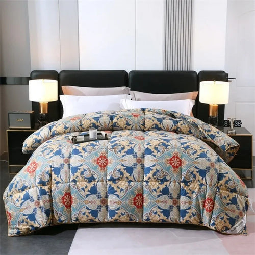 New 95 printed hotel down quilt thickened warm white goose down winter quilt , easy temperature locking