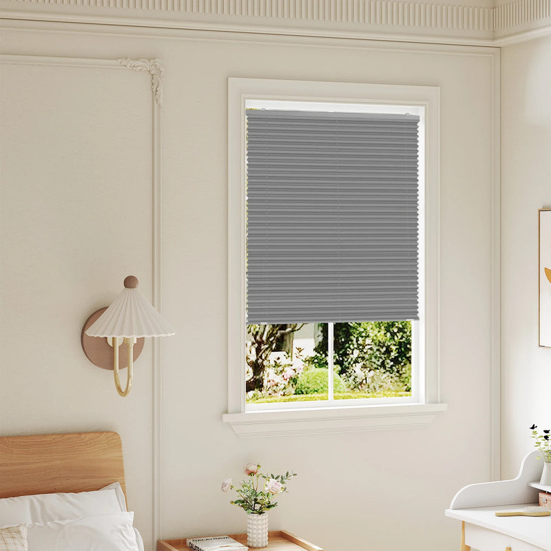 Store plissé occultant sans perçage pour porte fenêtre