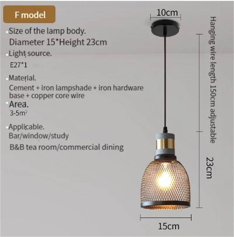 Beton-Pendelleuchte aus Zement und Eisen - vue 15 sur 29