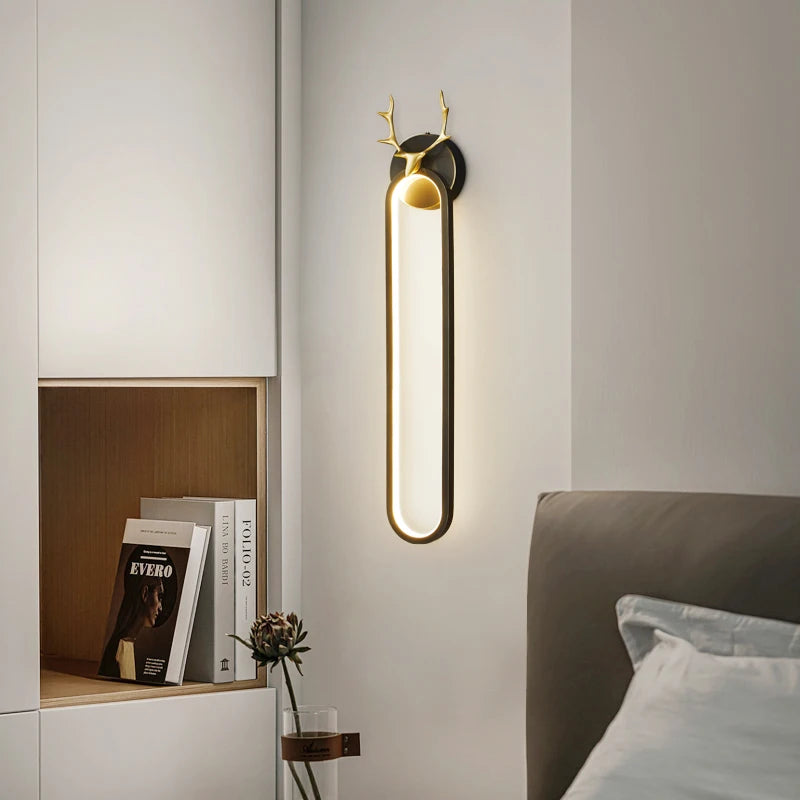 Applique murale à led en cuivre tête de cerf art déco moderne