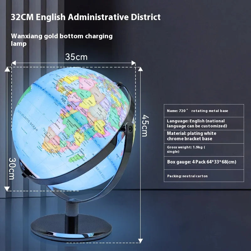 globe terrestre lumineux avec base rotative pour la rentrée scolaire - vue 2 sur 18