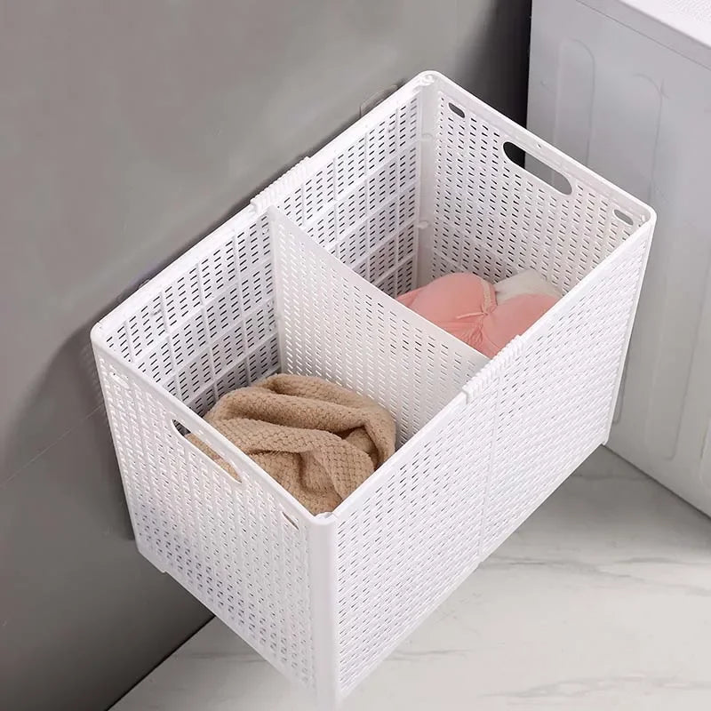 panier à linge pliable avec couvercle et séparation - vue 6 sur 14