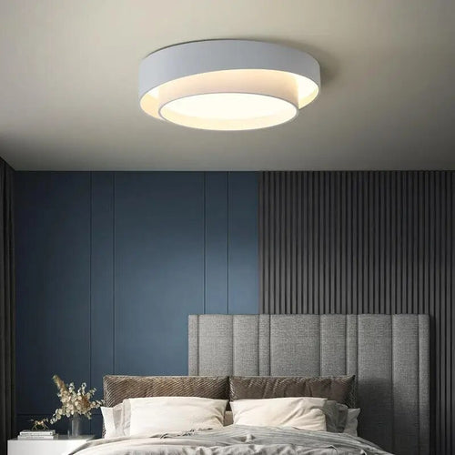 Moderne LED-Deckenleuchte minimalistisch weiß mit doppeltem Runddesign - vue 5 sur 18