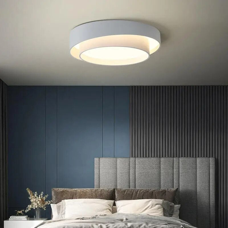 Moderne LED-Deckenleuchte minimalistisch weiß mit doppeltem Runddesign - vue 4 sur 18
