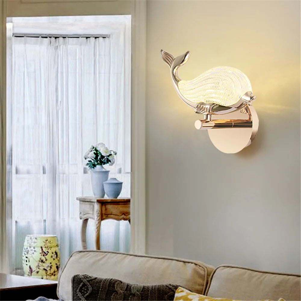 applique murale led baleine design pour décoration intérieure enfant - vue 4 sur 7