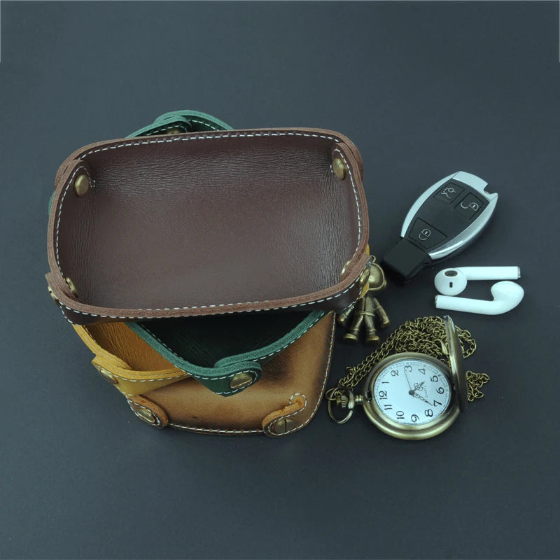 plateau de rangement en cuir véritable pour divers objets - vue 3 sur 13