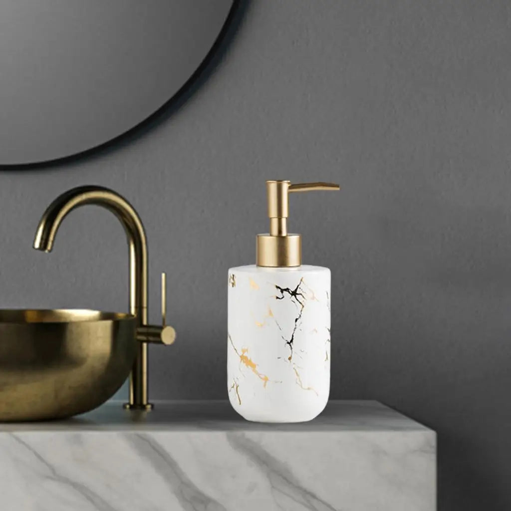 distributeur de savon en céramique style marbre élégant - vue 8 sur 8