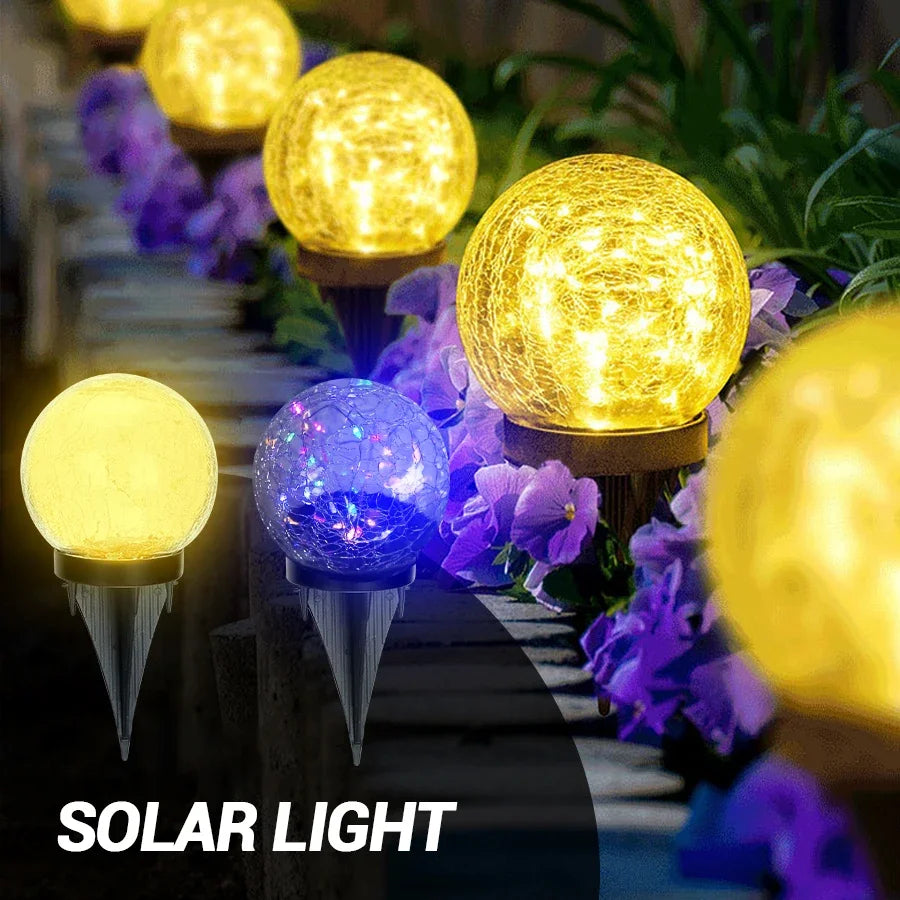lampes solaires en verre craquelé pour jardin décoratif extérieur - vue 5 sur 10