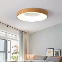 plafonnier chinois Ultra-mince rond en Grain de bois