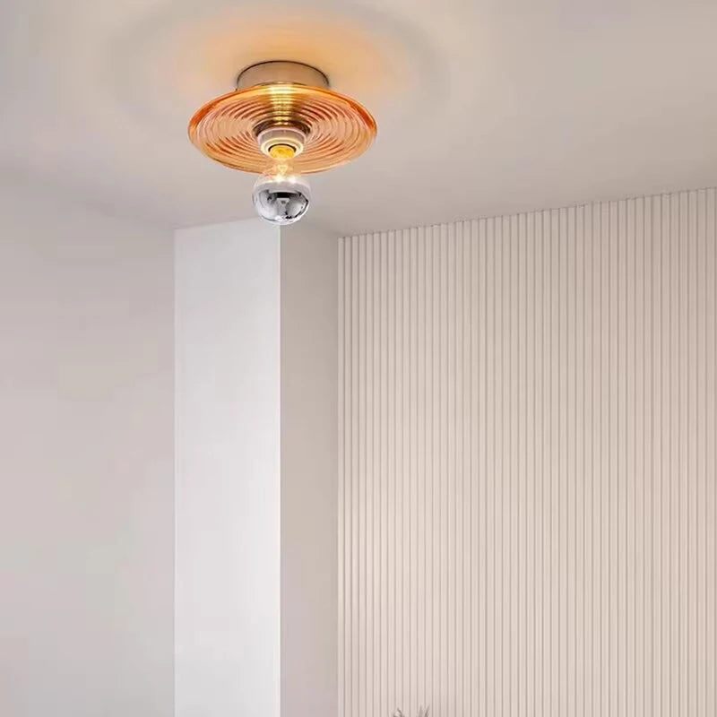 Wandleuchte aus Wellenstruktur-Glas für Flur, Eingang und Treppenhaus - vue 4 sur 9