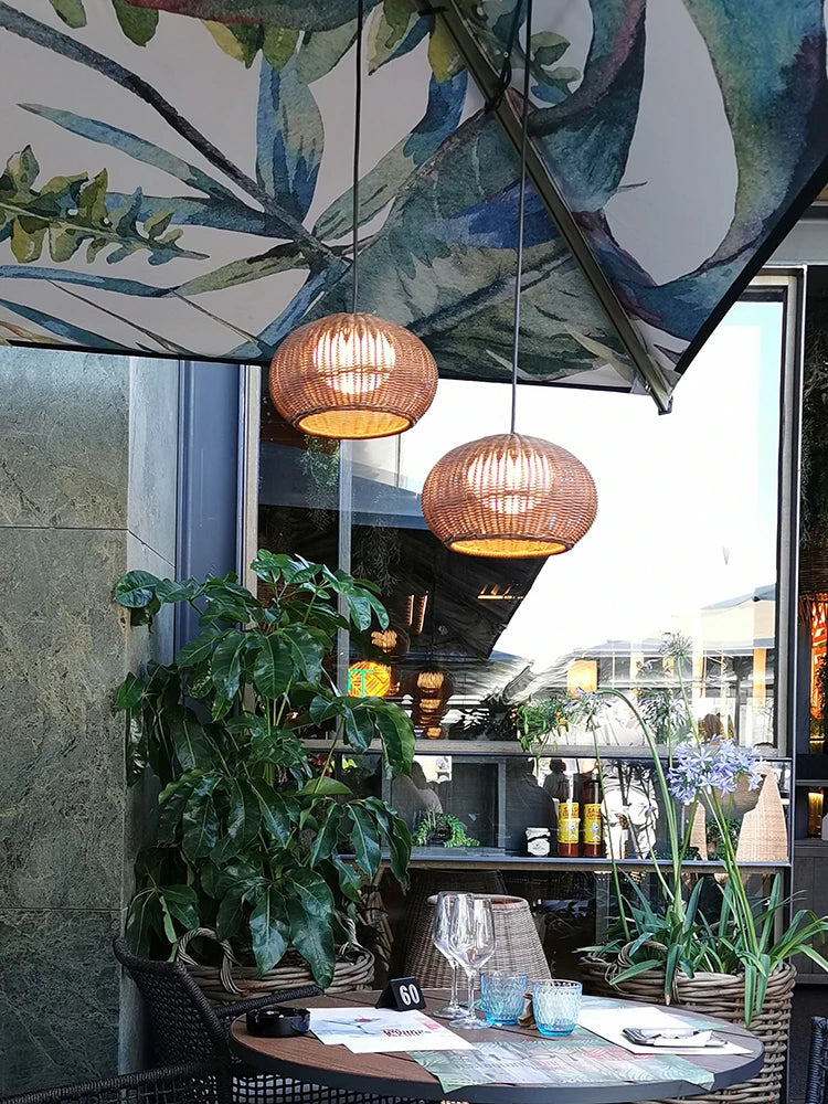 plafonnier wabi sabi en rotin pour décoration moderne et élégante - vue 5 sur 12