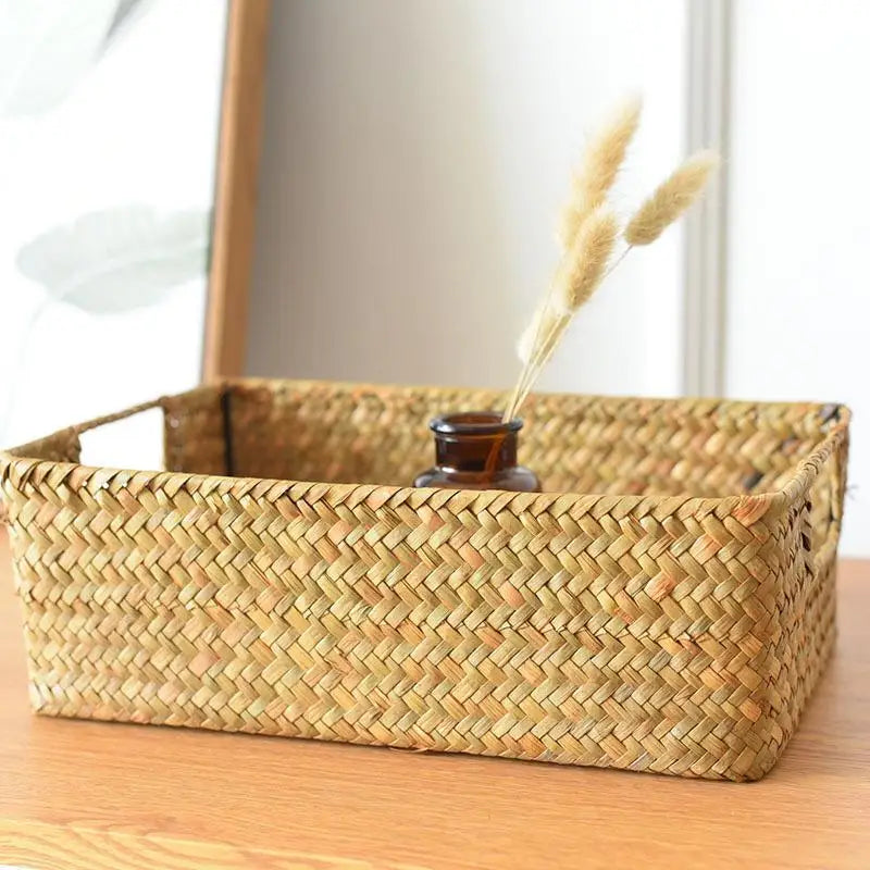 panier de rangement en paille tressée pour organisation - vue 4 sur 9