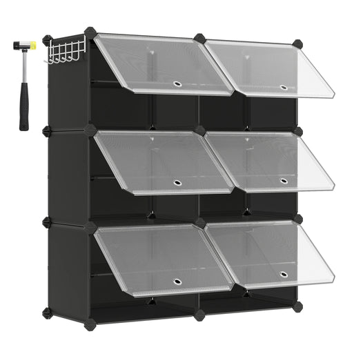 SONGMICS Étagère à Chaussures 6 Compartiments, Étagère de Rangement Modulable, Compartiment de 30 x 40 x 30 cm, avec Porte