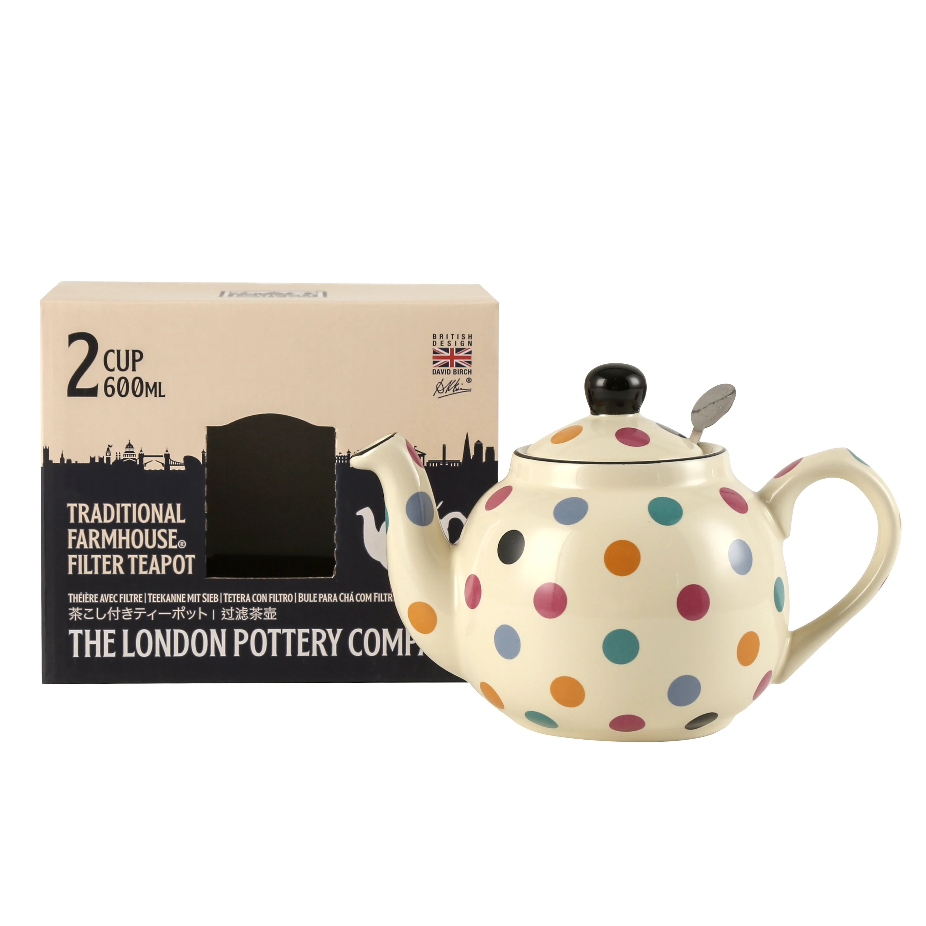 Theiere ceramique style ferme britannique motif pois service - vue 3 sur 5